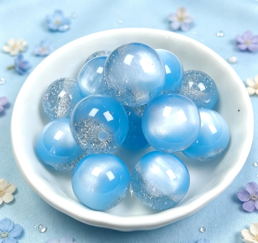 16mm星屑ラメキャッツアイ風レジン丸ビーズ DIY手作りパーツ