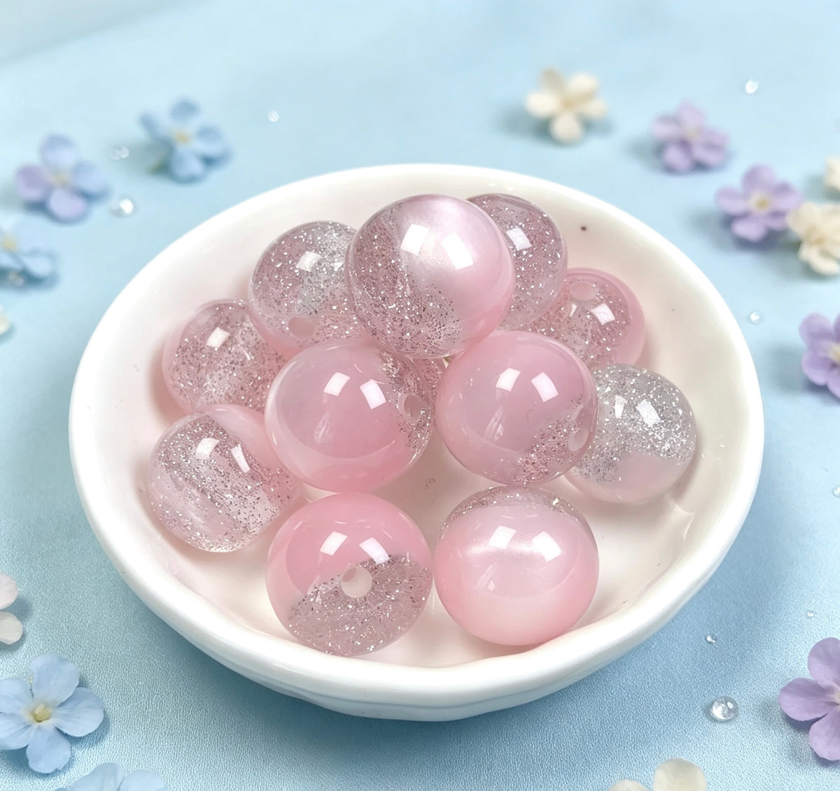 16mm星屑ラメキャッツアイ風レジン丸ビーズ DIY手作りパーツ