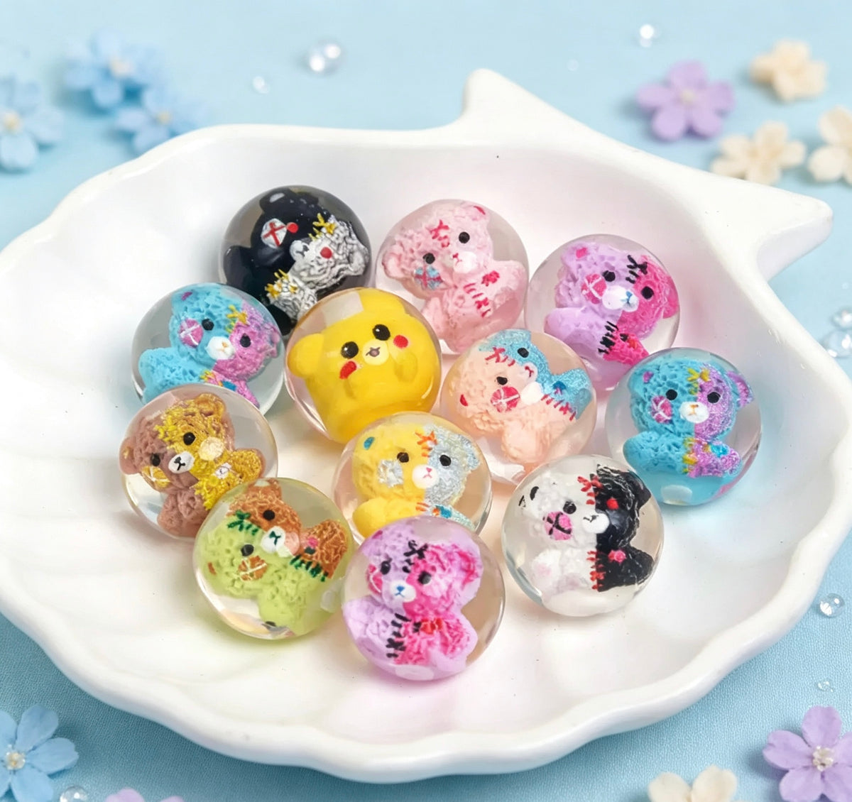 【クマ・わんちゃん・金魚】16mmビーズかわいい動物モチーフ　ハンドメイドアクセサリー素材