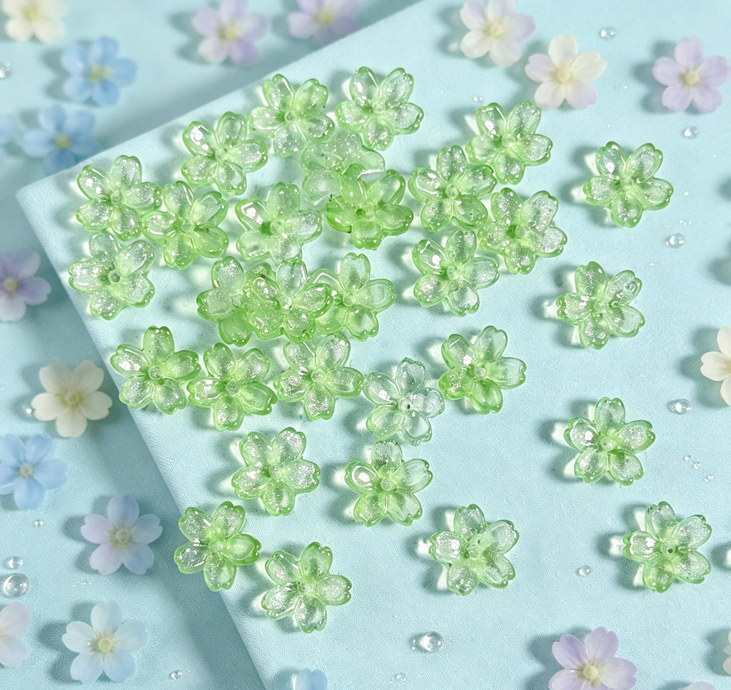 【開封】桜花パーツ、五弁桜ガラスビーズ DIYアクセサリー