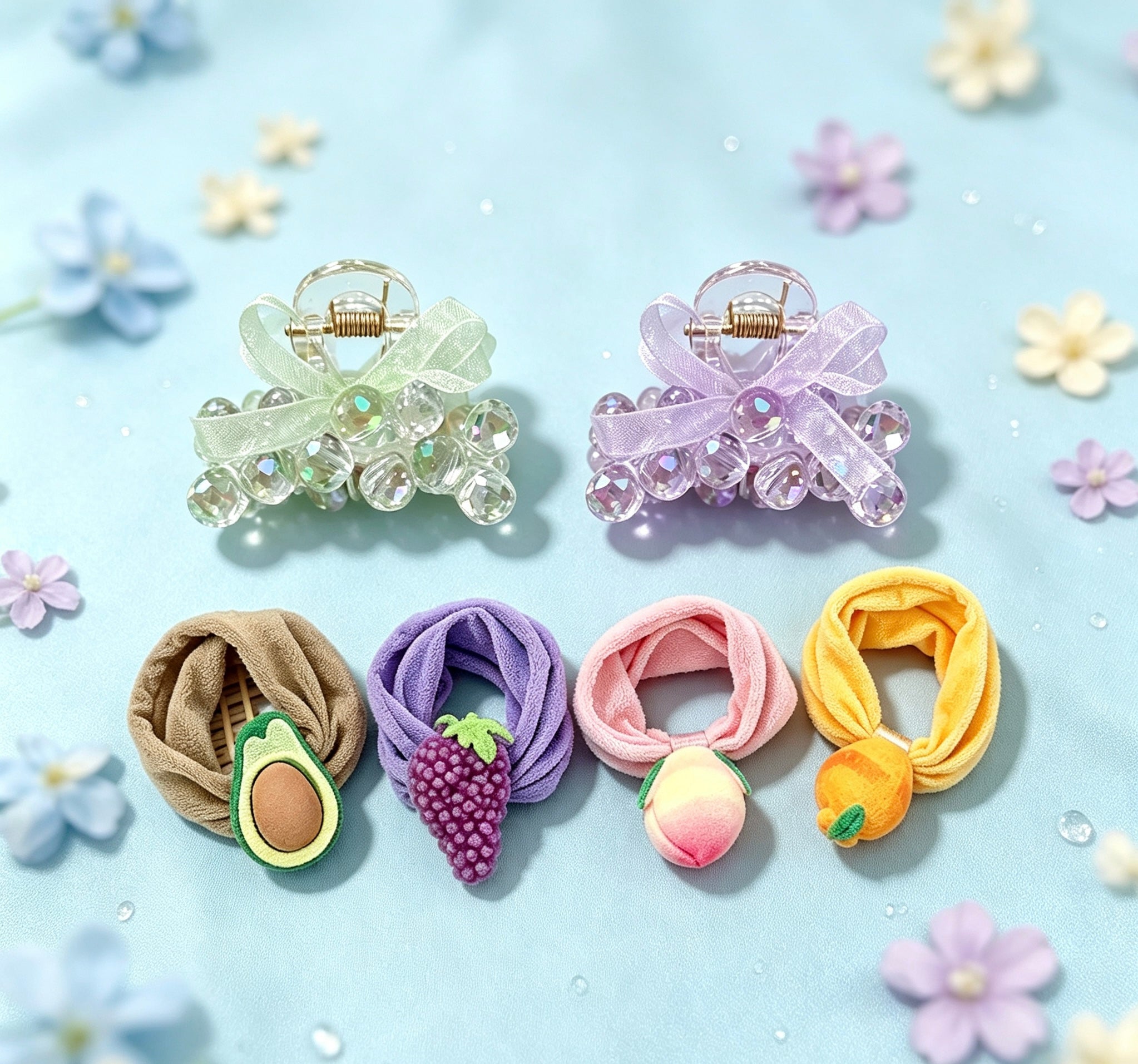 淡色系ヘアアクセサリーセット
