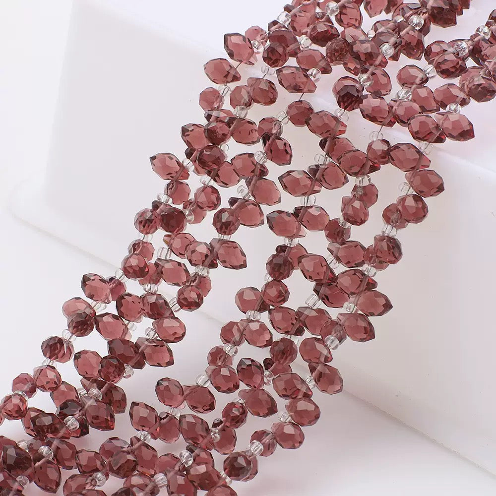 5×8mm 横穴しずくビーズ カットガラスペンダント 手芸アクセサリーパーツ ブレスレット・ネックレス・リング作りに