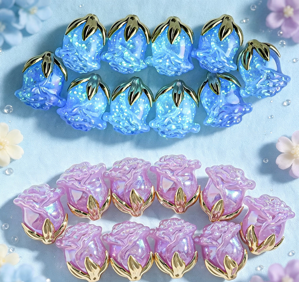 【20mm*23mm】きらきらローズビーズ　手作りスマホストラップ DIYパーツ