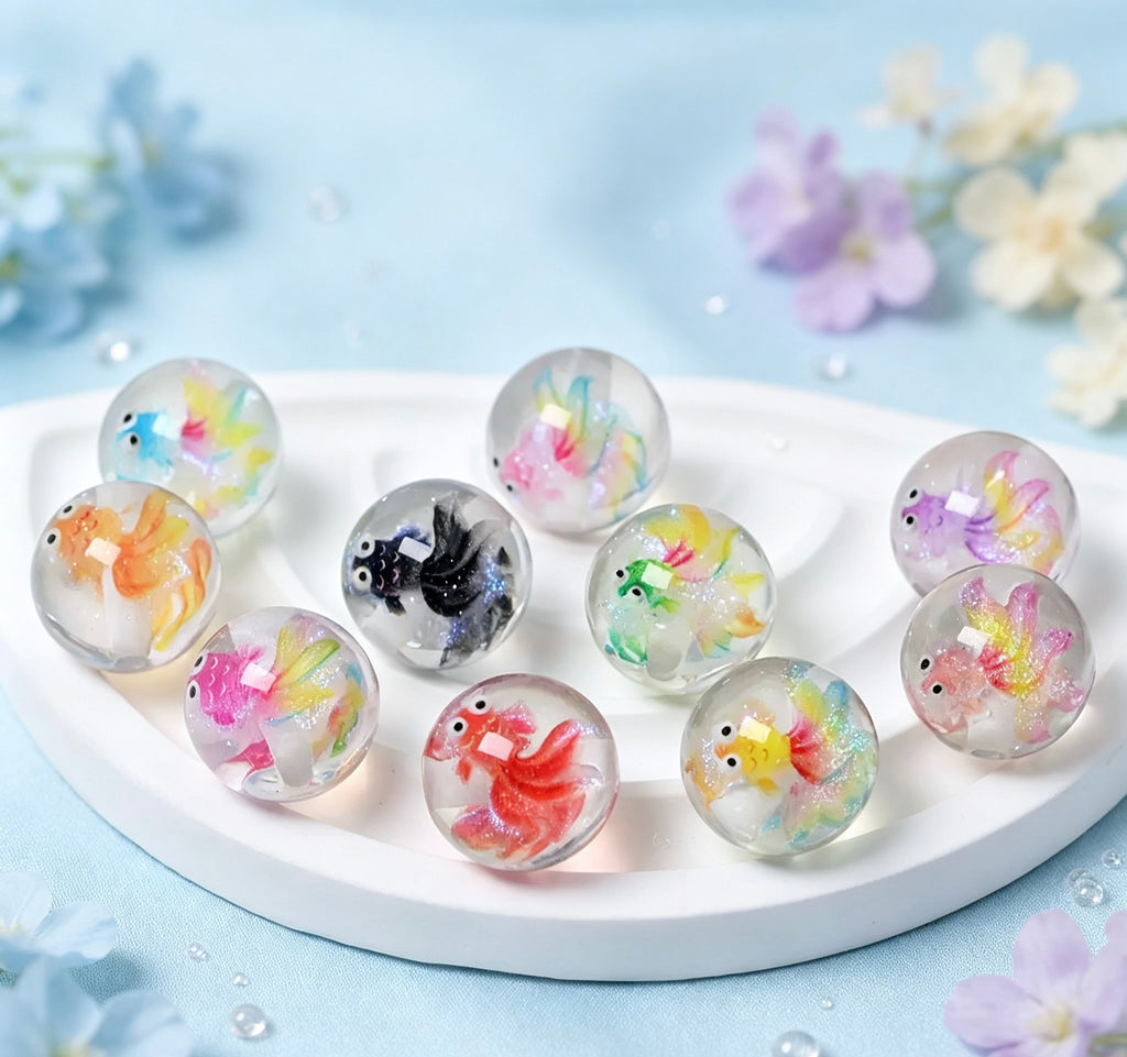 【クマ・わんちゃん・金魚】16mmビーズかわいい動物モチーフ　ハンドメイドアクセサリー素材