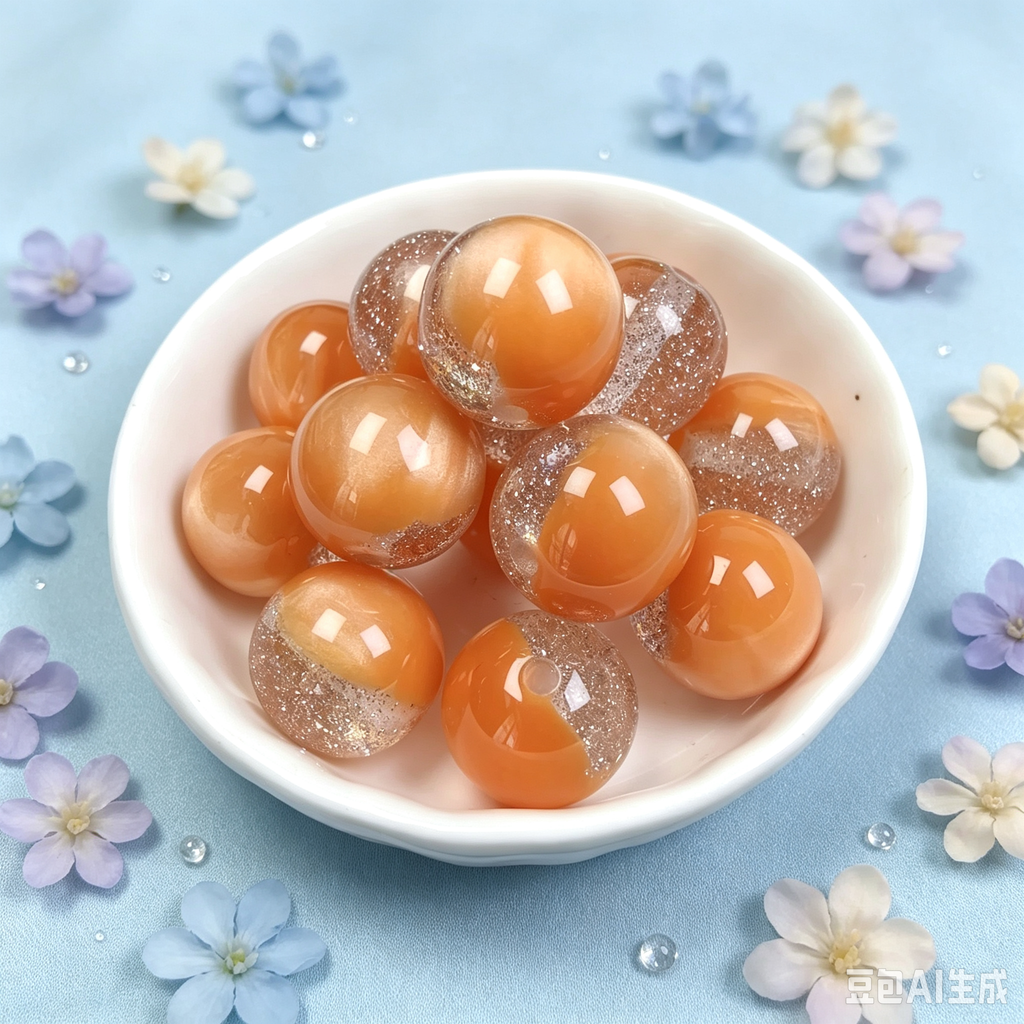16mm星屑ラメキャッツアイ風レジン丸ビーズ DIY手作りパーツ