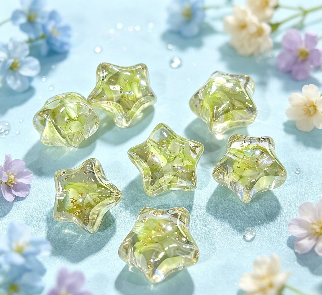 【22mm】スター形メッキレジン穴あきビーズ 散り珠 DIYアクセサリーパーツ