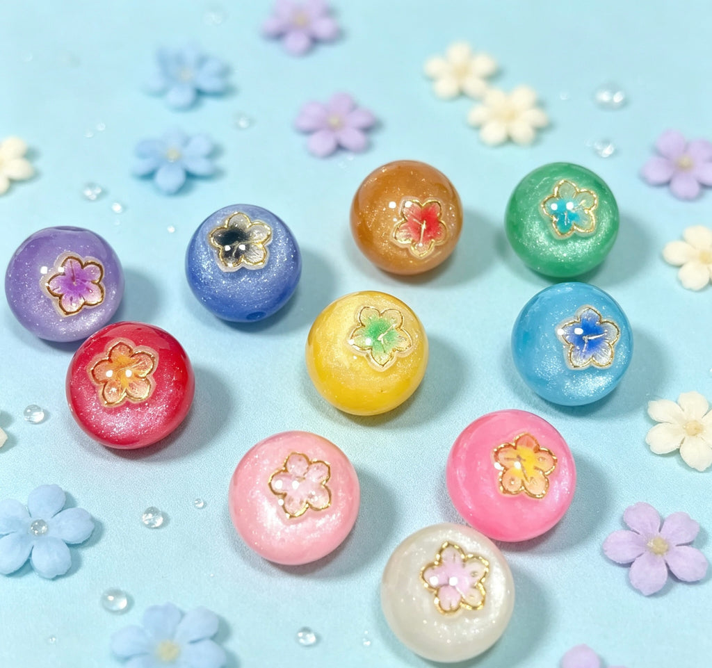 【16mm光変夜光】レジン丸ビーズ 手作りブレスレット ストラップ素材ネックレスパーツ