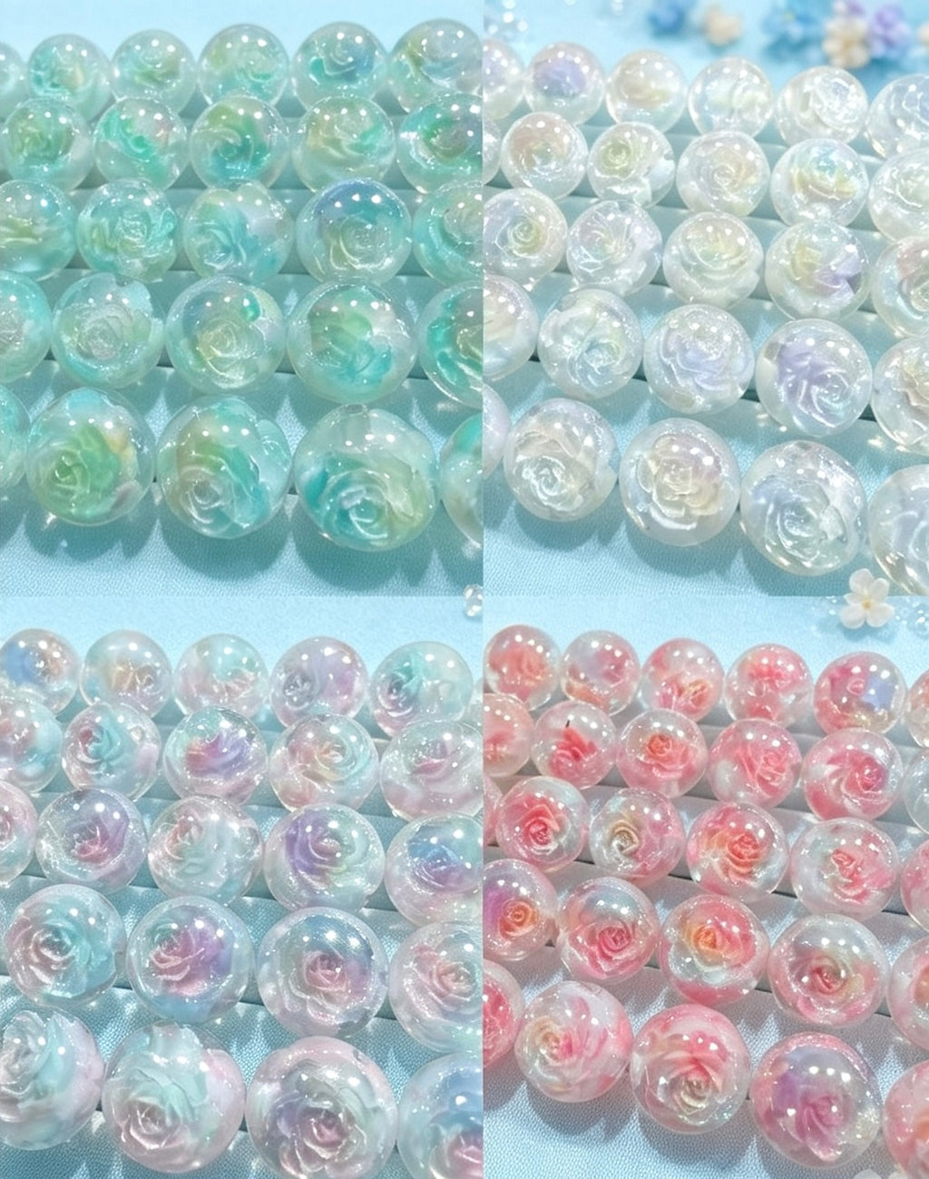 手作りレジンビーズ 内花柄 丸玉 アクセサリーパーツ DIYブレスレット素材16ミリ